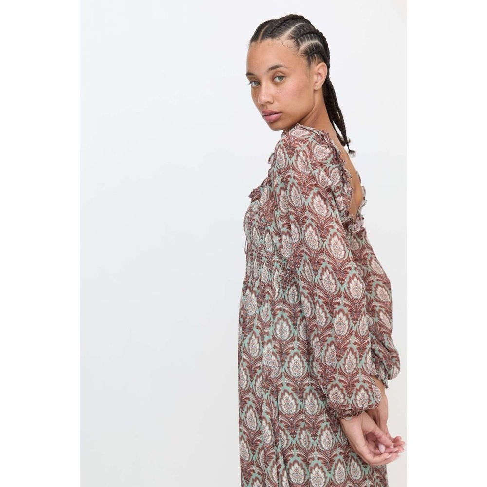 Hill House Scarlett‎ Long Sleeve Midi Nap Dress In Pine Cone Sage XXS - Picture 4 of 8